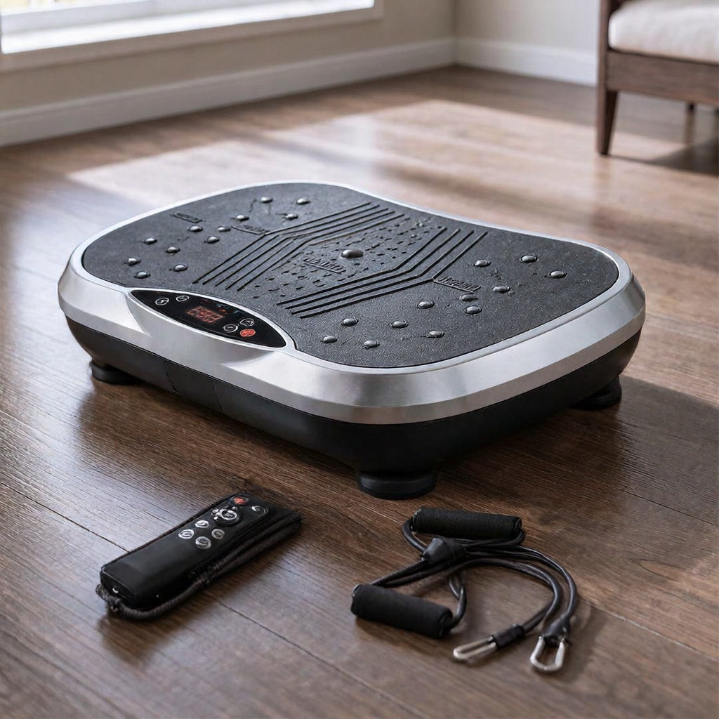 Plaque vibrante fitness VibingOne avec Bluetooth, télécommande et bandes de résistance
